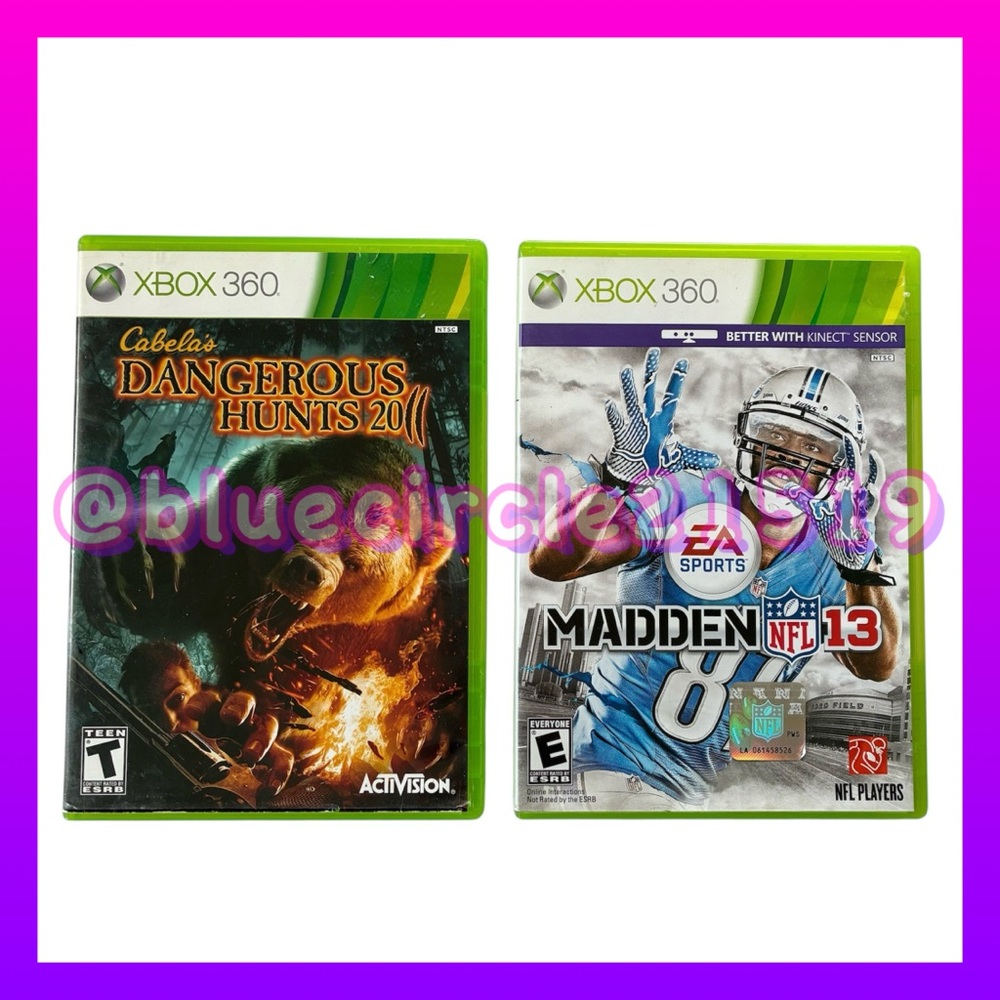 Xbox 360 2 Piece Video Games Bundle Madden and Cabela’s